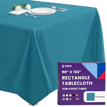 Gee Di Moda Rectangle Tablecloth 90 x 132 Inch Caribbean Table Cloth for 6 Foot Tables with FloorLength Drop Heavy Duty Washable Fabric for Holiday Party Dinner Weddings Baby Shower