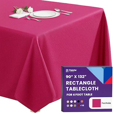 Gee Di Moda Rectangle Tablecloth 90 x 132 Inch Fuchsia Table Cloth for 6 Foot Tables with FloorLength Drop Heavy Duty Washable Fabric for Holiday Party Dinner Weddings Baby Shower