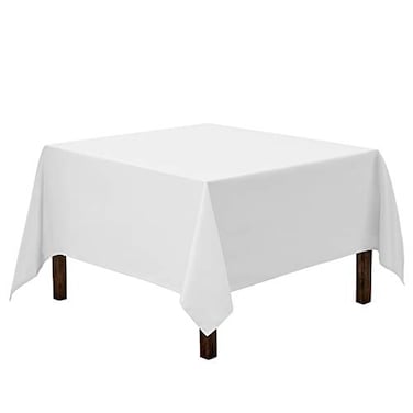 Gee Di Moda Square Tablecloth 70 x 70 Inch White Table Cloth for Medium Square or Round Tables Heavy Duty Washable Fabric for Buffet Table Holiday Party Dinner Wedding Baby Shower
