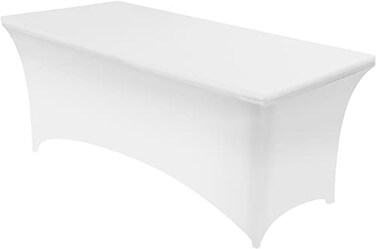 Utopia Kitchen Spandex Tablecloth 1 Pack 4FT White Tight Fitted Washable and Wrinkle Resistant Stretch Rectangular Patio Table Cover for Event Wedding Banquet Parties 48Lx30Wx30H Inch