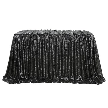 SoarDream Black Sequin Tablecloth 60x102 Inch Sequence Tablecloth Sequin Fabric Wedding Birthday Party Meeting Events Easter Table Decorations