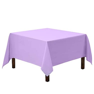 Gee Di Moda Square Tablecloth 85 x 85 Inch Lavender Table Cloth for Large Square or Round Tables Heavy Duty Washable Fabric for Buffet Table Holiday Party Dinner Wedding Baby Shower