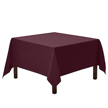 Gee Di Moda Square Tablecloth 85 x 85 Inch Burgundy Table Cloth for Large Square or Round Tables Heavy Duty Washable Fabric for Buffet Table Holiday Party Dinner Wedding Baby Shower