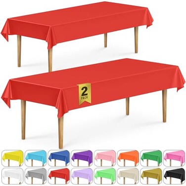 DecorRack 2 Rectangular Tablecloths BPAFree Plastic 54 x 108 inch Dining Table Cloth Rectangle Table Cover for Parties Picnic Camping and Outdoor Disposable or Reusable Red 2 Pack