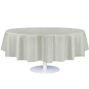Grandipity Light Grey Plastic Table Cloth Disposable 6 Pk 84in Round Tablecloth Premium Party Table Cloths Disposable Perfect Table Cloth Round Cover for Any Table Up to 6 Feet