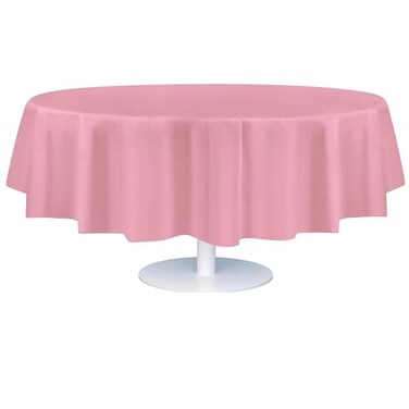 Grandipity Pink Plastic Table Cloth Disposable 6 Pk 84in Round Tablecloth Premium Party Table Cloths Disposable Perfect Table Cloth Round Cover for Any Table Up to 6 Feet