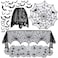 Tayfremn 5pack Halloween Decorations Tablecloth Runner Black Lace Round Spider Cobweb Table Cover Fireplace Mantel Scarf Spiderweb Fireplace Scarf Spider Lampshade with 36pcs Scary 3D Bat for Hallowee