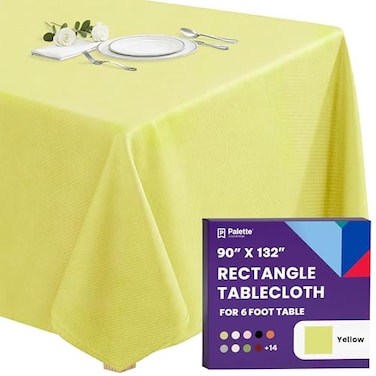 Gee Di Moda Rectangle Tablecloth 90 x 132 Inch Yellow Table Cloth for 6 Foot Tables with FloorLength Drop Heavy Duty Washable Fabric for Holiday Party Dinner Weddings Baby Shower