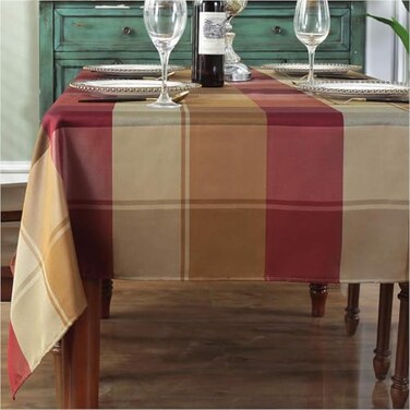 SASTYBALE Rectangle Tablecloth Checkered Style Polyester Table Cloth Spillproof Wrinkle Resistant Heavy Weight Table Cover for Kitchen Dinning Tabletop RectangleOblong 60 x 84 68 SeatsRed