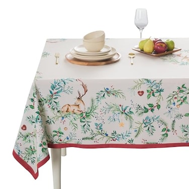 Maison d' Maison d Hermine Table Cloth Square Table 100 Cotton 54 x 54 Inches Fall Tablecloth Reusable Everyday Use for Thanksgiving Christmas Decorations Dining Farmhouse Party Holly Time