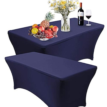 RELIANCER 2 Pack Stretch Spandex Table Covers for Rectangular Tables6FT Elastic Fitted TableclothUniversal Rectangular Table Cloth Protector for Outdoor PartyWeddingBarBirthdayBanquetEvents