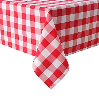 Hiasan Checkered Rectangle Tablecloth Stain Resistant Waterproof and Wrinkle Resistant Washable Table Cloth for Dining Room 54 x 80 Inch Red and White Gingham Pattern