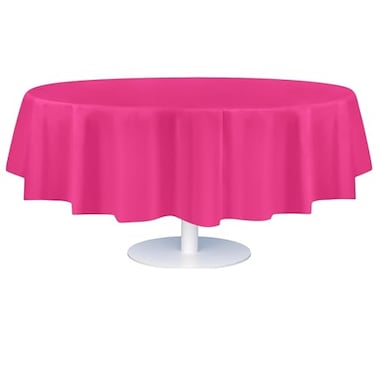 Grandipity Hot Pink Plastic Table Cloth Disposable 6 Pk 84in Round Tablecloth Premium Party Table Cloths Disposable Perfect Table Cloth Round Cover for Any Table Up to 6 Feet