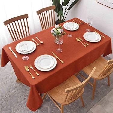 maxmill Jacquard Tablecloth Swirl Design Spillproof Wrinkle Free Soft Dining Table Cloth Halloween Decorative Fabric Table Cover for Fall Harvest Thanksgiving Dinner Rectangle 60 x 84 Inch Rust
