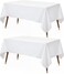 Utopia Kitchen Rectangle Table Cloth 2 Pack90x132 Inches White Tablecloth Machine Washable Polyester Table Cover for Dining Buffet Parties Picnics Events Weddings and Restaurants