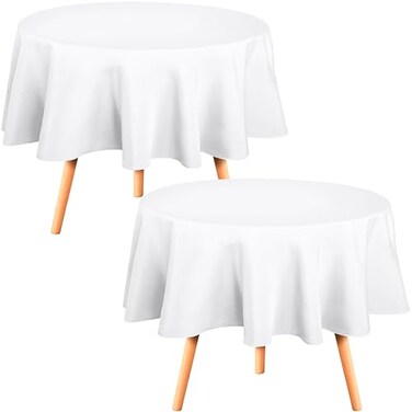 Utopia Kitchen Round Table Cloth 2 Pack70 Inches White Tablecloth Machine Washable Polyester Table Cover for Dining Buffet Parties Picnics Events Weddings and Restaurants