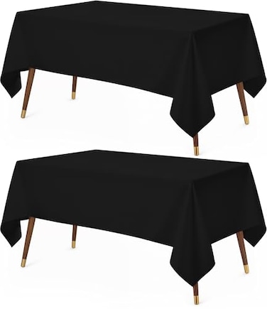 Utopia Kitchen Rectangle Table Cloth 2 Pack90x132 Inches Black Tablecloth Machine Washable Polyester Table Cover for Dining Buffet Parties Picnics Events Weddings and Restaurants