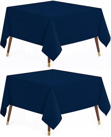 Utopia Kitchen Rectangle Table Cloth 2 Pack54x54 Inches Navy Blue Tablecloth Machine Washable Polyester Table Cover for Dining Buffet Parties Picnics Events Weddings and Restaurants