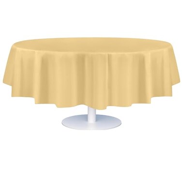 Grandipity Ivory Plastic Table Cloth Disposable 6 Pk 84in Round Tablecloth Premium Party Table Cloths Disposable Perfect Table Cloth Round Cover for Any Table Up to 6 Feet