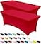 Utopia Kitchen Spandex Tablecloth 2 Pack 6FT Red Tight Fitted Washable and Wrinkle Resistant Stretch Table Cloth Rectangle Cover for Trade Show Weddings Parties 72Lx30Wx30H Inch
