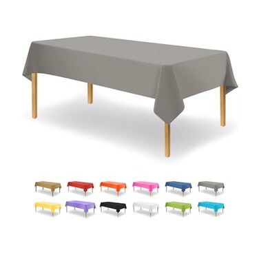 Party Dimensions Silver Disposable Plastic Tablecloth for Rectangle Tables 12 Pack Premium Decorative Table Cloths for Parties Events Weddings Indoors Outdoors 54 x 108 inches Plastic Table Cover