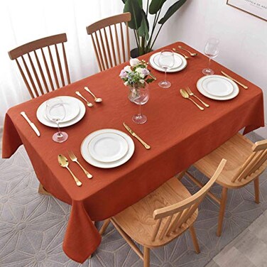 maxmill Jacquard Tablecloth Swirl Design Spillproof Wrinkle Free Heavy Weight Table Cloth Halloween Decorative Fabric Tabletop for Fall Harvest Thanksgiving Dinner Rectangular 60 x 104 Inch Rust