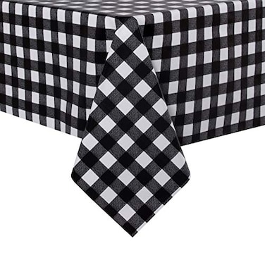 sancua Checkered Vinyl Rectangle Tablecloth 52 x 70 Inch 100 Waterproof Oil Proof Spill Proof PVC Table Cloth Wipe Clean Table Cover for Dining Tables Buffet Parties Black and White