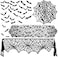 ZeeDix 39 Pcs Halloween Decorations Kit Black Lace Spiderweb Round Tablecloth Table Runner Giant Spider Cobweb Fireplace Scarf with 36PCS Scary 3D Bats Wall Stickers for Halloween Party Decor