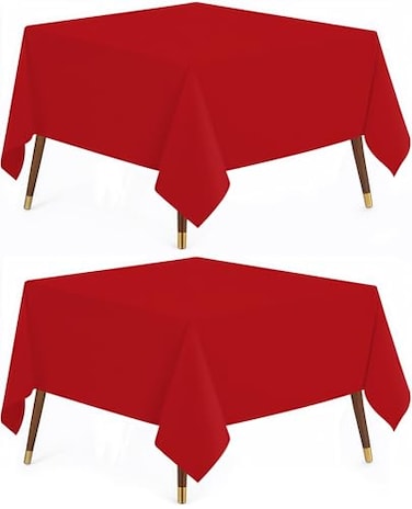 Utopia Kitchen Square Table Cloth 2 Pack 54x54 Inches Red Tablecloth Machine Washable Polyester Table Cover for Dining Buffet Parties Picnics Events Weddings and Restaurants
