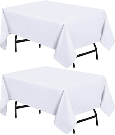 Utopia Kitchen Square Table Cloth 2 Pack54x54 Inches White Tablecloth Machine Washable Polyester Table Cover for Dining Buffet Parties Picnics Events Weddings and Restaurants