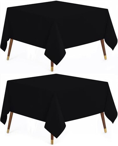 Utopia Kitchen Rectangle Table Cloth 2 Pack60x60 Inches Black Tablecloth Machine Washable Polyester Table Cover for Dining Buffet Parties Picnics Events Weddings and Restaurants
