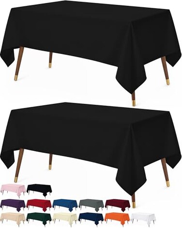 Utopia Kitchen Rectangle Table Cloth 2 Pack60x102 Inches Black Tablecloth Machine Washable Polyester Table Cover for Dining Buffet Parties Picnics Events Weddings and Restaurants