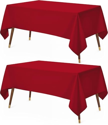 Utopia Kitchen Rectangle Table Cloth 2 Pack60x102 Inches Red Tablecloth Machine Washable Polyester Table Cover for Dining Buffet Parties Picnics Events Weddings and Restaurants