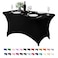 Hezuzo Spandex Table Cover for 4FT or 6ft or 8ft Table Universal Fitted Stretch Tablecloth for Party Banquet Wedding and EventsBlack