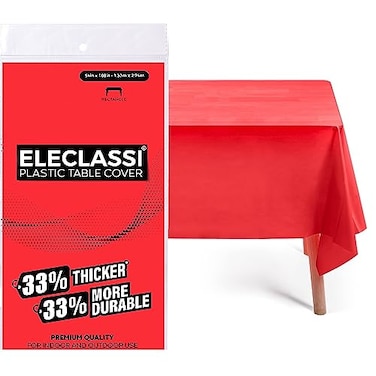 Eleclassi Red 12 Pack Premium Disposable Plastic Tablecloth 54 x 108 in Plastic Table Cloth Disposable Tablecloth for Rectangle Table Up to 8 Feet