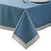 EHouseHome Faux Linen Tablecloth with Lace Trim WaterproofSpill ProofStain ResistantWrinkle FreeOil Proof for Banquet Parties DinnerWeddingHolidayWater Blue Rectangle 60x84Inch