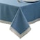 EHouseHome Faux Linen Tablecloth with Lace Trim WaterproofSpill ProofStain ResistantWrinkle FreeOil Proof for Banquet Parties DinnerWeddingHolidayWater Blue Rectangle 60x84Inch