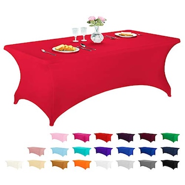 LZY Spandex Fitted Stretch Table Cover for 6 ft or 4ft or 8ft Folding Table Rectangular Cocktail Tablecloth Perfect for Party or Banquet