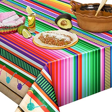 Tatuo 2 Pcs Mexican Fiesta Tablecloth Mexican Striped Serape Blanket Tablecloth Cinco De Mayo Carnival Party Covers for Festive Wedding Birthday Party Decoration 512 x 866 Inch