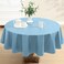 Newbridge Basketweave Vinyl Flannel Backed Tablecloth 70 Inch Round Blue Basket Weave Textured Indoor Outdoor Waterproof Table Cover for Patio Kitchen Dining