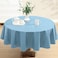 Newbridge Basketweave Vinyl Flannel Backed Tablecloth 70 Inch Round Blue Basket Weave Textured Indoor Outdoor Waterproof Table Cover for Patio Kitchen Dining
