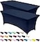 Utopia Kitchen Spandex Tablecloth 2 Pack 6FT Navy Blue Tight Fitted Washable and Wrinkle Resistant Stretch Table Cloth Rectangle Cover for Trade Show Weddings Parties 72Lx30Wx30H Inch