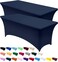 Utopia Kitchen Spandex Tablecloth 2 Pack 6FT Navy Blue Tight Fitted Washable and Wrinkle Resistant Stretch Table Cloth Rectangle Cover for Trade Show Weddings Parties 72Lx30Wx30H Inch