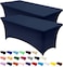 Utopia Kitchen Spandex Tablecloth 2 Pack 6FT Navy Blue Tight Fitted Washable and Wrinkle Resistant Stretch Table Cloth Rectangle Cover for Trade Show Weddings Parties 72Lx30Wx30H Inch