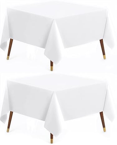 Utopia Kitchen Square Table Cloth 2 Pack60x60 Inches White Tablecloth Machine Washable Polyester Table Cover for Dining Buffet Parties Picnics Events Weddings and Restaurants