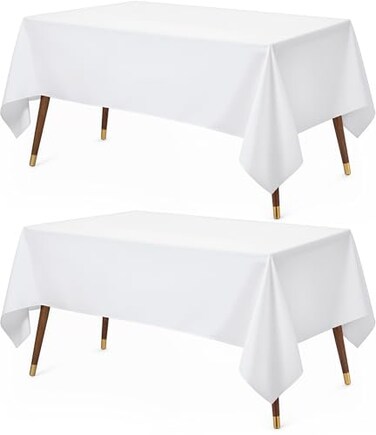 Utopia Kitchen Rectangle Table Cloth 2 Pack 60x120 Inches White Tablecloth Machine Washable Fabric Polyester Table Cover for Dining Buffet Parties Picnic Events Weddings and Restaurants