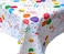 Seedling Tablecloths Happy Birthday Flannel Backing 60 x60 Square White Blue Yellow Red Green Purple Deep Pink Orange Vinyl Tablecloth with Flannel Back 60inchx60inch Square HB HBCollection