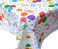 Seedling Tablecloths Happy Birthday Flannel Backing 60 x60 Square White Blue Yellow Red Green Purple Deep Pink Orange Vinyl Tablecloth with Flannel Back 60inchx60inch Square HB HBCollection