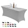 CWK 6FT Waterproof Stretch Spandex Table Cover for Rectangular Tables Elastic Fitted Tablecloth for Folding TablesWrinkle Resistant Table Cloth for Parties Weddings Banquets Events Silver