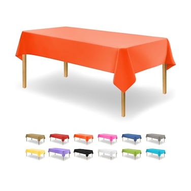 Party Dimensions Orange Disposable Plastic Tablecloth for Rectangle Tables 12 Pack Table Cloths for Parties Halloween Events Weddings Indoors Outdoors 54 x 108 inches Plastic Table Cover